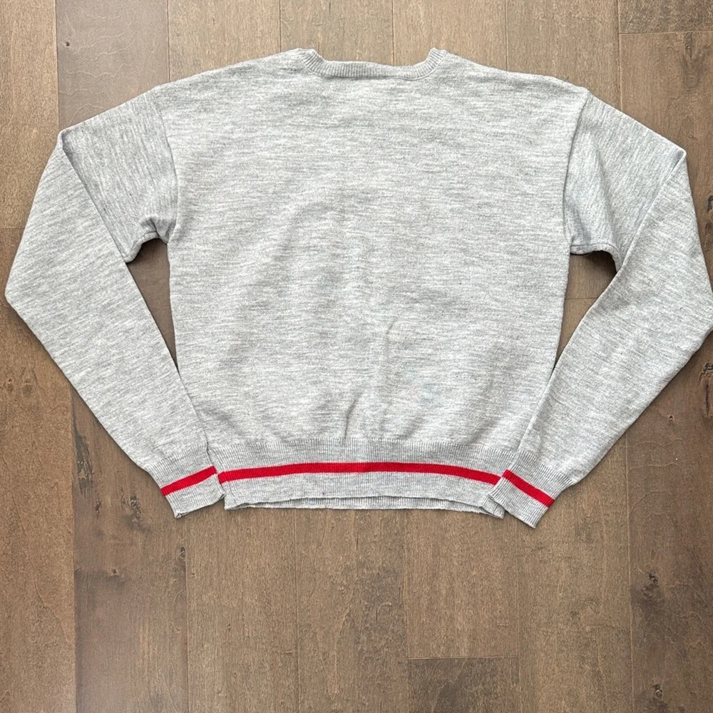 Disney Mickey Mouse Gray Knit Sweater XS Crewneck Graphic Pullover Cozy